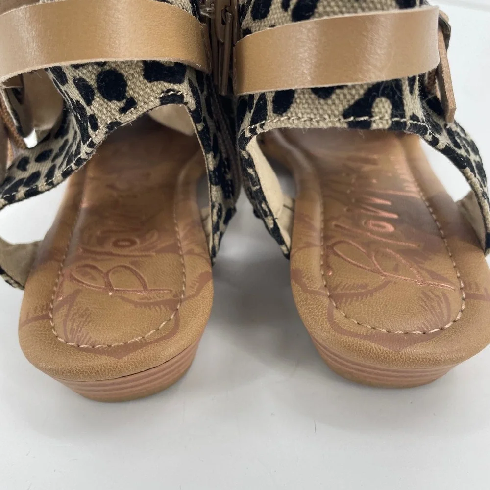Blowfish Malibu Womens B130 Sandals Sz. 8 Leopard Print‎ Tan NWOT Buckle Zip